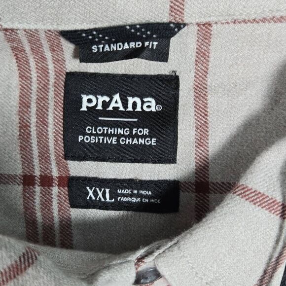 Prana Flannel Shirt Plaid 2XL NEW Button Down Dolberg Plaid Heavyweight Shacket - Picture 4 of 13